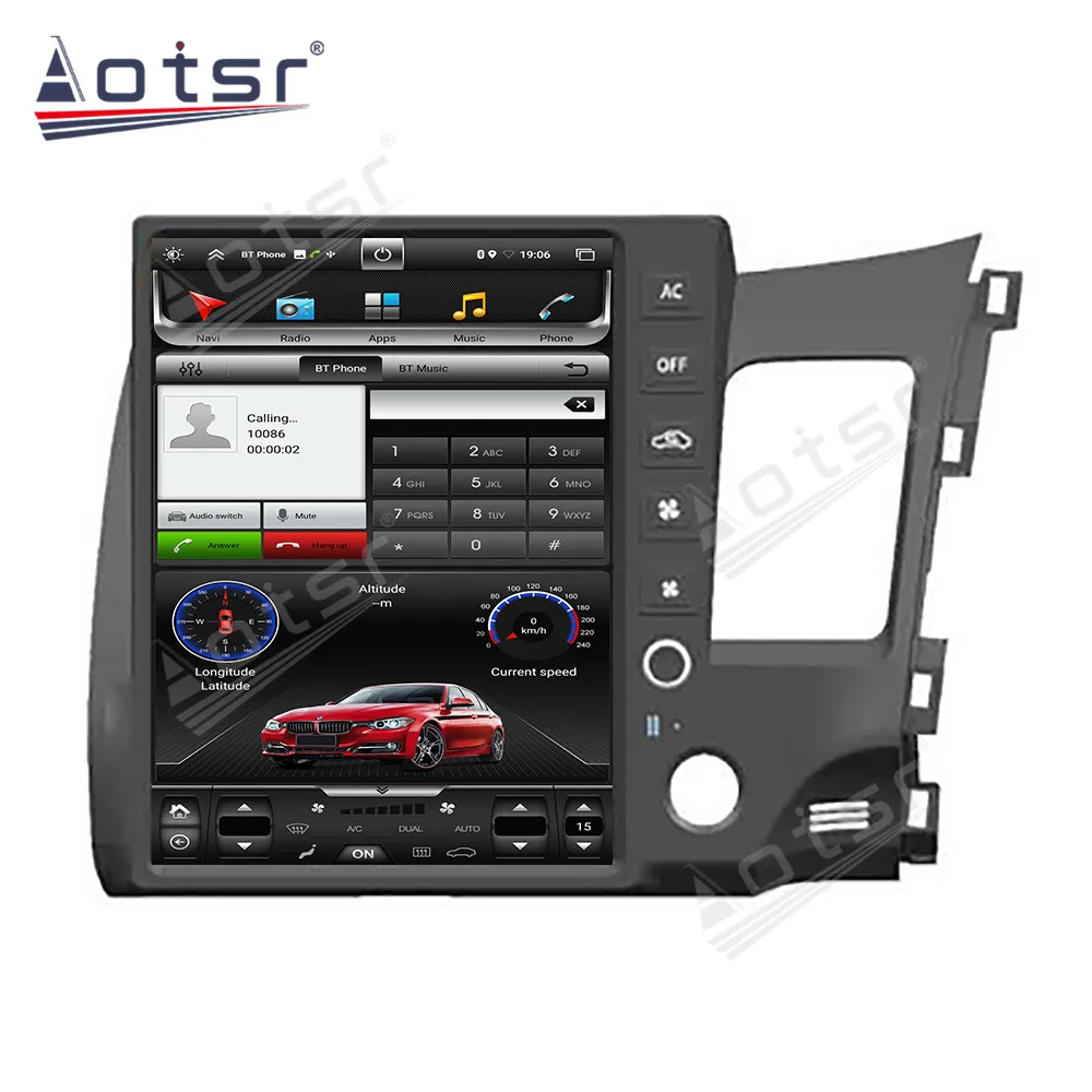 12,1-ДЮЙМОВЫЙ DSP Carplay Android 10 с вертикальным экраном GPS Navi, автомобильный мультимедийный радиоплеер для Honda Civic 2008 2009-2011, головное устройство - 4