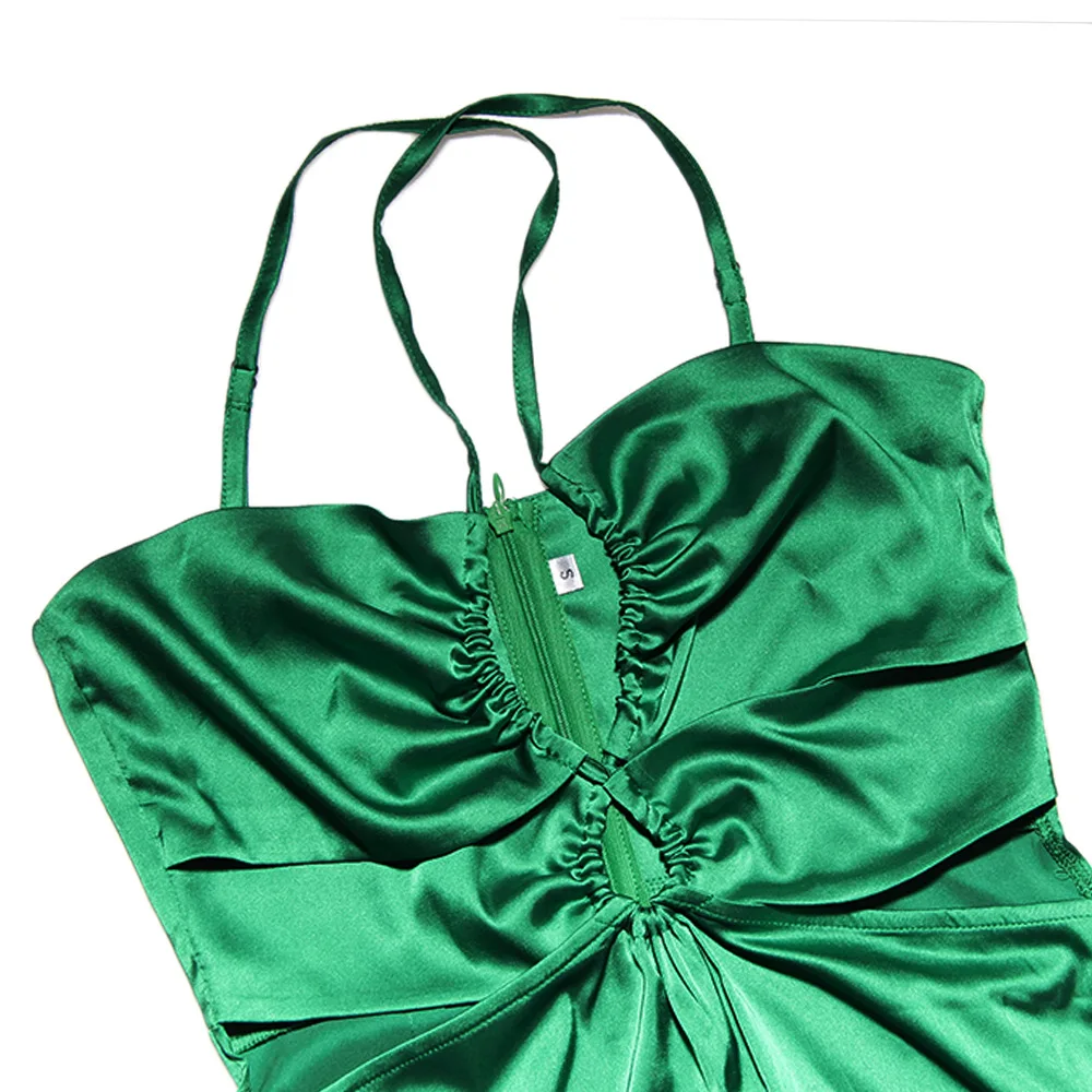 2022 Женское Атласное Платье Макси с открытой спиной, Облегающее грудь, Сексуальное Тонкое Вечернее Платье на бретельках для летней Леди, Халат Vestidos - 5