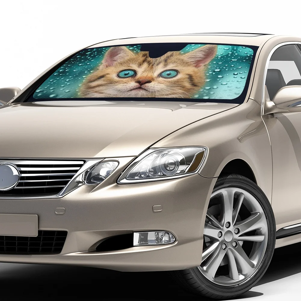 3D дизайн животного кота, автомобильный солнцезащитный козырек, лобовое стекло, автомобильный солнцезащитный козырек для лобового стекла, отражатель тепла, автомобильный солнцезащитный козырек - 2