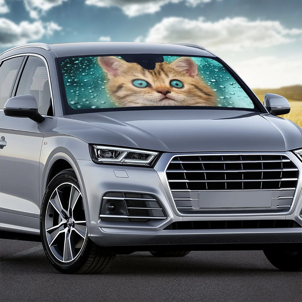 3D дизайн животного кота, автомобильный солнцезащитный козырек, лобовое стекло, автомобильный солнцезащитный козырек для лобового стекла, отражатель тепла, автомобильный солнцезащитный козырек - 3
