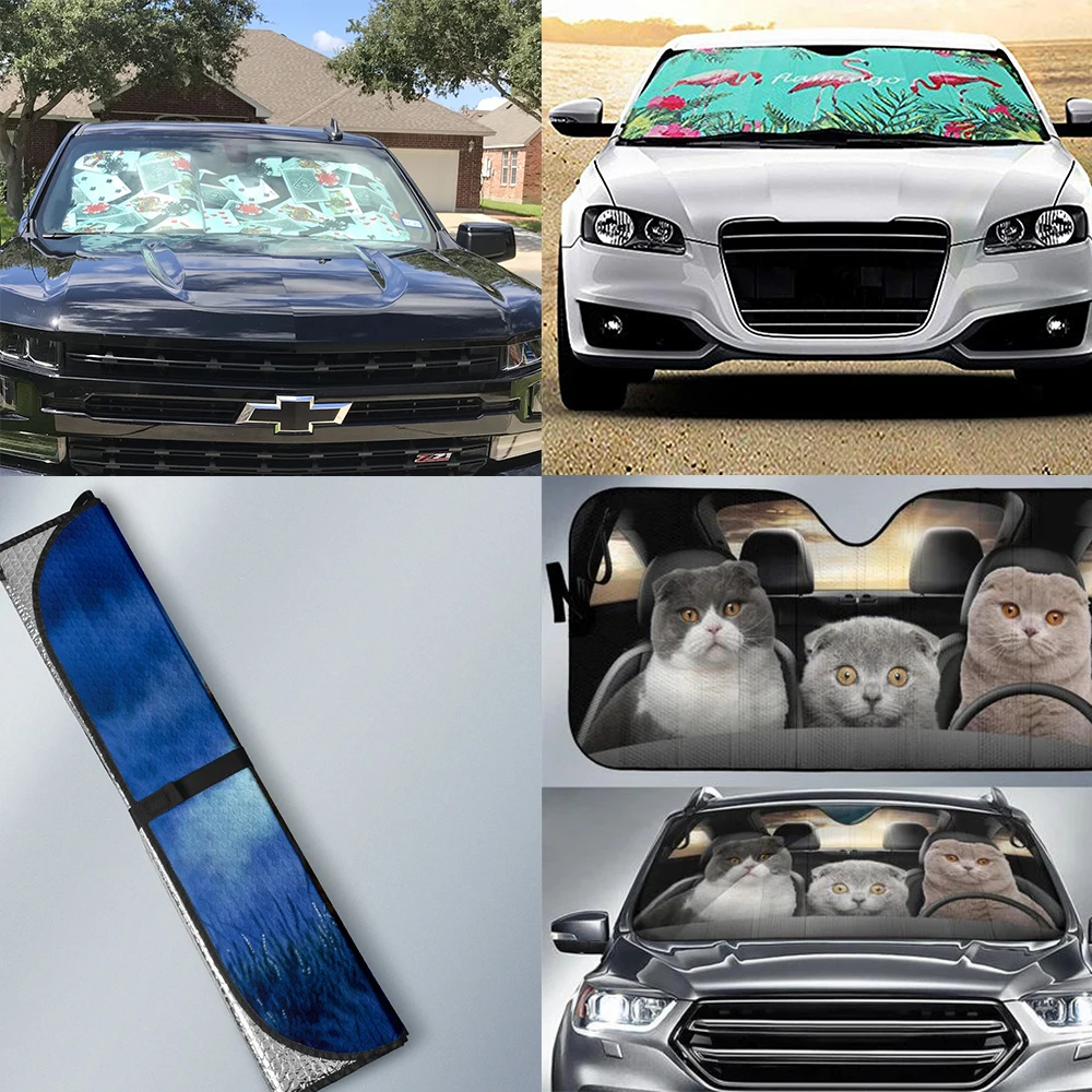 3D дизайн животного кота, автомобильный солнцезащитный козырек, лобовое стекло, автомобильный солнцезащитный козырек для лобового стекла, отражатель тепла, автомобильный солнцезащитный козырек - 5
