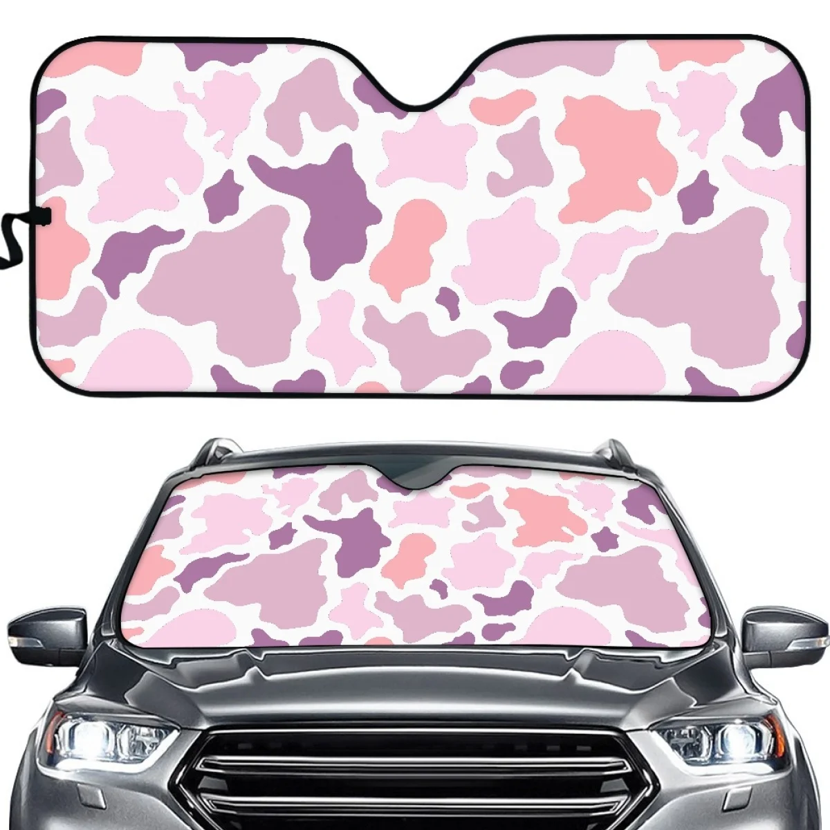 INSTANTARTS Розовый Камуфляжный Солнцезащитный козырек На лобовое стекло автомобиля, Универсальные чехлы на ветровое стекло грузовика, защищающие Автостекла, аксессуары для интерьера - 0
