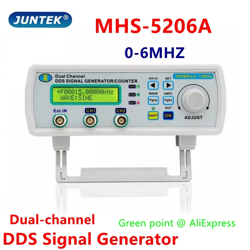 JUNTEK MHS5206A 6 МГц Цифровое Управление Двухканальный Генератор сигналов/Счетчик Функции DDS Частотомер Произвольной формы Импульса - 1