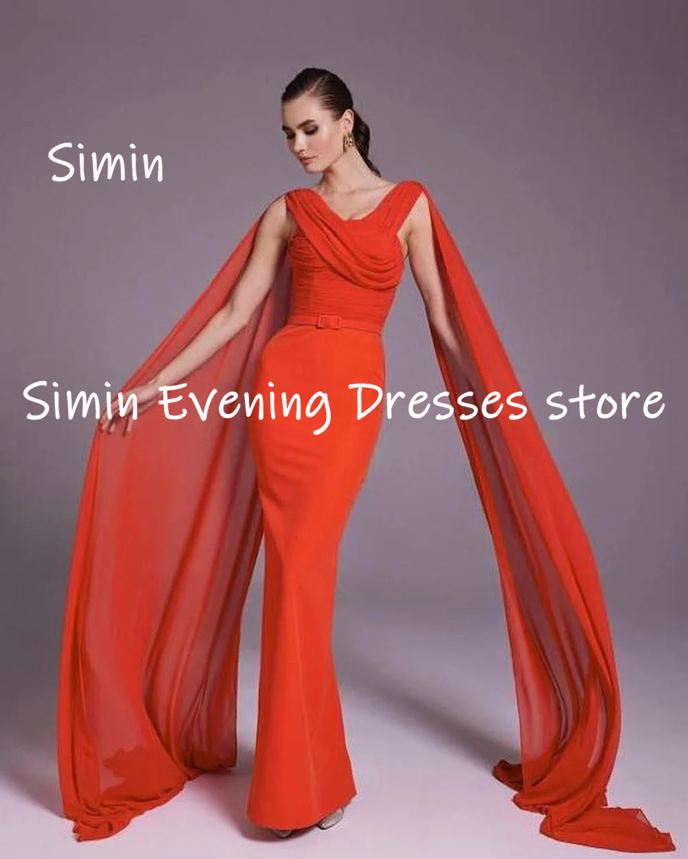 Simin Шифоновое вечернее платье в стиле Русалки с оборками длиной до пола, элегантные вечерние платья для женщин 2023 - 3