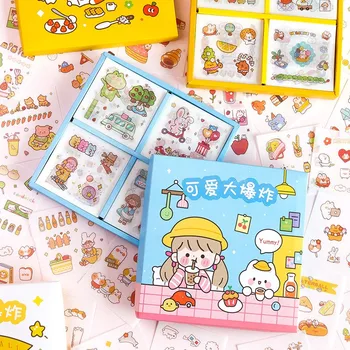 100 шт. / упак., набор наклеек Kawaii Washi для девочек с цветочным узором, коллекция пищевых животных, Клейкая наклейка для планировщика скрапбукинга, художественное ремесло