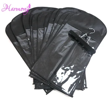 15 шт. (сумка и вешалка) Черного цвета, черная вешалка на молнии, упаковка для наращивания волос, сумки-кейсы, упаковка для волос для утка волос