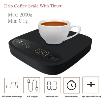 2 кг /0,1 г USB-капельные кофейные весы С таймером, Мини-Эспрессо, Автоматический сброс кухонных электронных весов, Граммовые Электронные кухонные весы