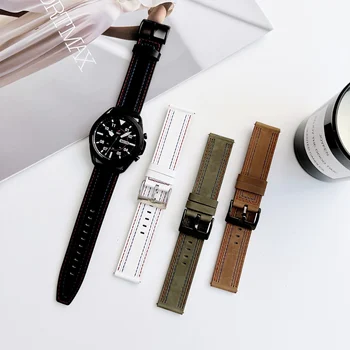 20 мм 22 мм Кожаный ремешок для Samsung Galaxy Watch 6/5/4/3 Gear S3 Huawei Watch 3 браслет-браслет для Amazfit GTR/Stratos Belt