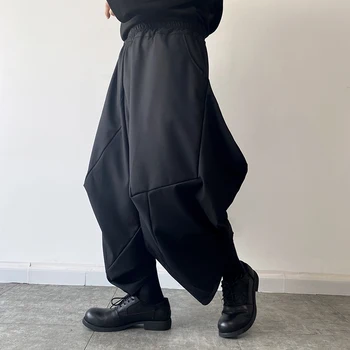 2023 Японские Свободные трендовые брюки 3D Уличная одежда для мужчин с разрезом на промежности Повседневная мужская и женская одежда для сцены в стиле панк-готический гарем