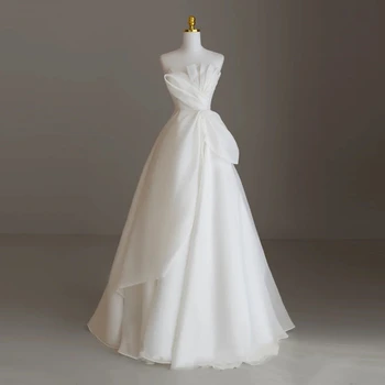 2023ЭЛЕГАНТНОЕ Свадебное бальное платье А-силуэта Без бретелек, без рукавов, с открытой спиной, Атласное Свадебное платье Принцессы Для женщин, Vestidos De Noiva