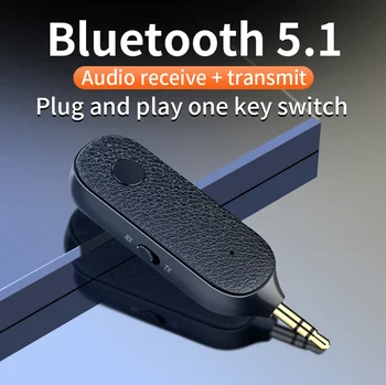 Bluetooth 5.1 Приемник Аудиоадаптер 3,5 мм Aux Адаптер Беспроводного Передатчика Автомобильный Музыкальный Адаптер Громкой Связи с Микрофоном Для Наушников