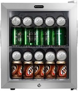 BR-062WS, холодильник для напитков из нержавеющей стали вместимостью 62 банки с замком, белый