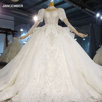 HTL2219 роскошное свадебное платье 2021 с длинным рукавом плюс размер свадебные платья с бисером vestidos de noiva para casamento civil