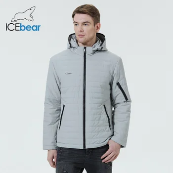 ICEbear 2023, новая мужская короткая хлопчатобумажная куртка, осеннее модное мужское высококачественное пальто с капюшоном, брендовая одежда MWC21662D