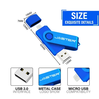 JASTER Синие Металлические USB-Флешки 128 ГБ с Бесплатным Пользовательским Логотипом USB-накопитель 64 ГБ 32 ГБ Бесплатные Адаптеры TYPE-C Флеш-накопитель 8 ГБ Креативный Подарок