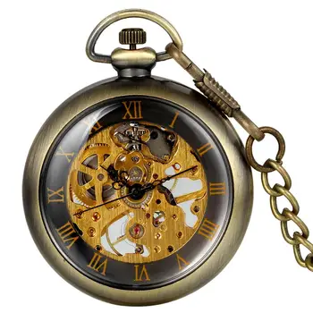LANCARDO Винтажные механические карманные часы с ручным заводом для мужчин, Подвесные часы, ожерелье, цепочка, чехол с цепочкой reloj de bolsillo