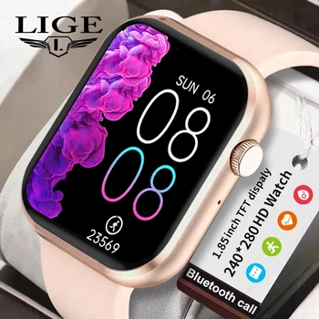 LIGE Новые Смарт-часы с Bluetooth-вызовом, женские 1,85-дюймовый HD-экран, Спортивный Смарт-браслет IP67, Водонепроницаемый Монитор сердечного ритма, Умные Часы