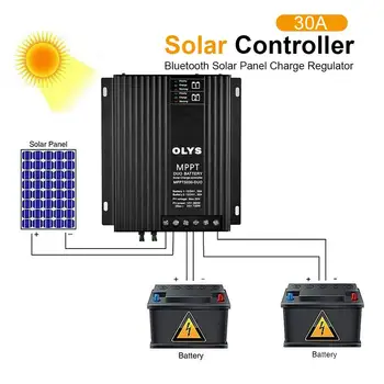 MPPT Двойной Контроллер заряда Солнечной Батареи 30A 12V 24V Автоматическая Высокоэффективная Панель Солнечных Батарей Regulador С Модулем Bluetooth и Дисплеем