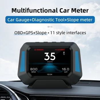 P21 OBD Hud Головной дисплей GPS LCD Прибор для определения наклона Измеритель PID Полные данные