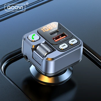 QOOVI FM передатчик Автомобильное зарядное устройство Двойной адаптер USB Type C Быстрая зарядка PD 30 Вт Bluetooth 5.1 MP3 Музыкальный плеер для мобильного телефона