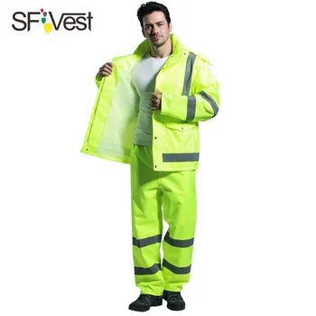 SFVest Светоотражающий Дождевик с высокой видимостью, Утолщенная светоотражающая защитная одежда