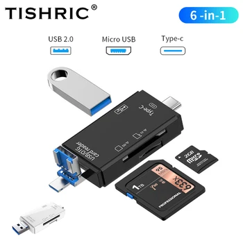 TISHRIC 6 В 1 Кард-Ридер USB TYPE C для SD Micro SD TF Адаптер для карт памяти Smart Memory Card Reader SD Cardreader