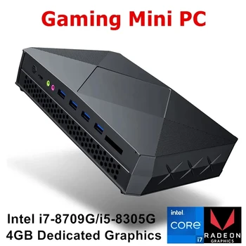 Topton Дешевый Игровой Мини-ПК i7 8709G AMD Radeon RX Vega M GH 4 ГБ Выделенный Игровой компьютер 2 * DDR4 2 * NVMe с дисплеем Windows 11 4x4 K