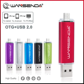 WANSENDA Многофункциональный OTG USB флэш-накопитель 16 ГБ 32 ГБ 64 ГБ Флешка 128 ГБ 256 ГБ 2 В 1 Двухпортовый microUSB Memory Stick