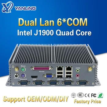 Yanling маломощный мини-компьютер itx intel celeron J1900 quad core dual lan barebones безвентиляторный промышленный ПК с параллельным портом