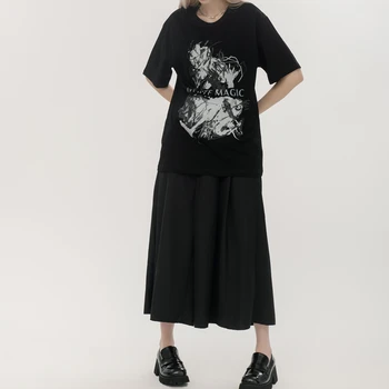 Yohji Yamamoto/Повседневная футболка Y-3 23SS, Летняя БЕЛАЯ волшебная футболка с граффити, Топы с коротким рукавом и круглым вырезом Для мужчин и женщин