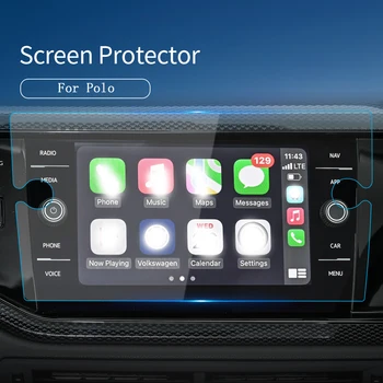 Автомобильные наклейки, защитная пленка для экрана Carplay VW Polo 2023, дисплей из закаленного стекла, Защитная пленка для навигации, автоаксессуары