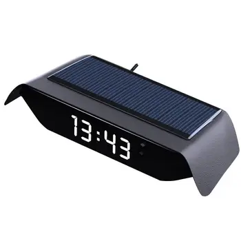 Автомобильные цифровые часы с термометром на солнечной батарее, приборная панель автомобиля, ЖК-цифровые электронные часы, многофункциональные универсальные беспроводные