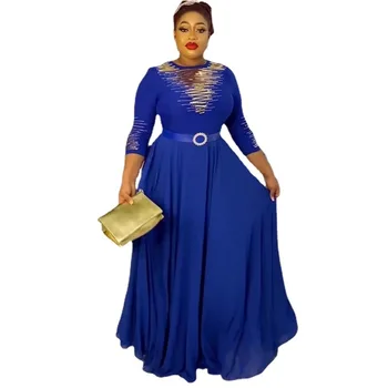 Африканские платья для женщин 2023 Размера Плюс, Длинное платье для вечеринки, Африканская одежда, Элегантный Кафтан, Мусульманское шифоновое платье Макси