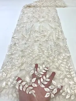 Белая африканская кружевная ткань с блестками 2022, высококачественное кружево, французская кружевная ткань, швейные нигерийские кружевные ткани для платья