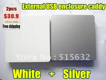 БЕЛЫЙ СЕРЕБРИСТЫЙ Супер внешний USB-корпус caddy case для MacBook 9,5 мм 12,7 мм SATA superdrive