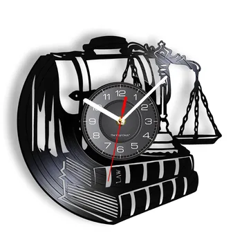 Весы правосудия, Адвокатские весы, Книга, настенные часы для декора офиса юриста, Виниловая пластинка, Лазерный подарок для экзамена студента юридического факультета