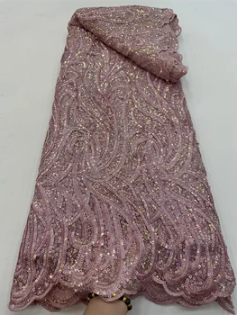 Высококачественная африканская роскошная кружевная ткань с блестками 2023 для свадьбы, нигерийская повседневная швейная одежда оптом и в розницу RF42F