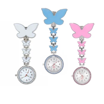 Высококачественные часы для медсестры со светящейся бабочкой, модный тренд, нагрудные карманные часы для доктора, подарок для больницы, прямая поставка