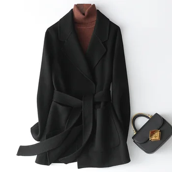 Двустороннее кашемировое пальто, женское короткое пальто в стиле 2022, осенне-зимнее новое модное высококачественное маленькое мужское двустороннее пальто