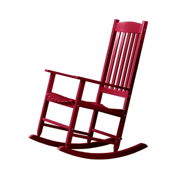 Деревянное кресло-качалка на веранде, красного цвета, с атмосферостойкой отделкой