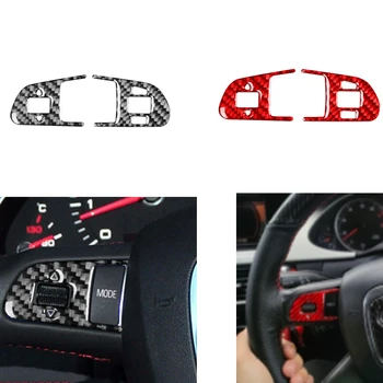 Для Audi Q7 2007 2008 2009 2010 2011 2012 2013 2014 2015 Кнопки рулевого колеса из настоящего углеродного волокна, крышка, Наклейка для салона Автомобиля