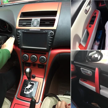 Для Mazda 6 2008-2015 Внутренняя Центральная панель управления Дверная ручка 5D наклейки из углеродного волокна, аксессуары для стайлинга автомобилей