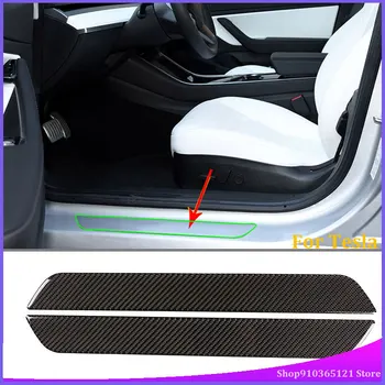 Для tesla Модель 3 2017-2019, Карбоновое волокно, накладка на порог передней двери Автомобиля, Аксессуары для отделки, 2 шт.