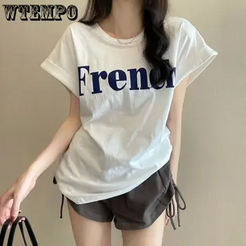 Женская футболка WTEMPOT, летнее корейское издание, Свободный Универсальный повседневный топ большого размера, модная уличная одежда, женская футболка Y2K