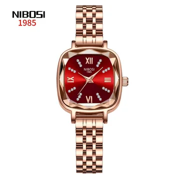 Женские часы NIBOSI, роскошные женские часы из нержавеющей стали, модный повседневный браслет из розового золота, водонепроницаемые женские наручные часы