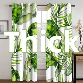 Зеленое Тропическое растение Банановый лист Природа Пейзаж Лес Оконные шторы для гостиной Декор спальни 2 шт. Бесплатная доставка