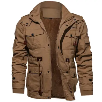 Зимняя Флисовая куртка Для мужчин, Повседневное Плотное теплое пальто, Армейские куртки пилотов, Грузовая верхняя одежда ВВС, Куртка с капюшоном, Мужская одежда