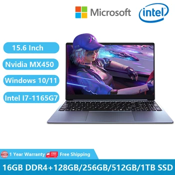 Игровой Ноутбук 2023 Geforce Mx450 с дискретной видеокартой Ноутбуки 11-го поколения Intel Core I7-1165G7 32 ГБ оперативной памяти + 1 ТБ Металлический корпус WiFi