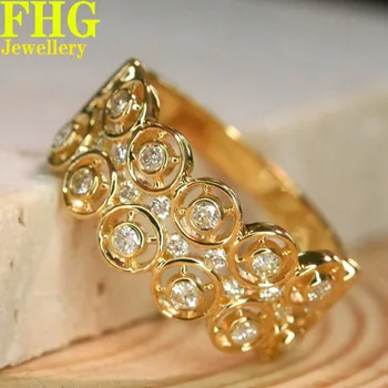 Кольцо из желтого золота Au750 18 Карат, кольцо с натуральным бриллиантом 0,35 Карата, Обручальное кольцо на Годовщину Помолвки