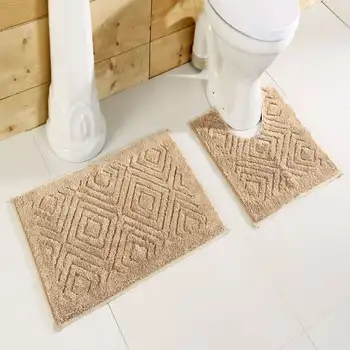 Комплект ковриков для ванной из полиэстера, 2 предмета-бежевый